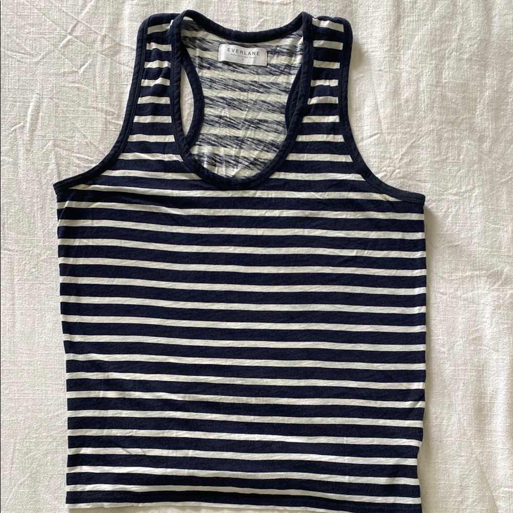 Everlane Navy and White Striped Tank Top
